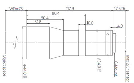 Mechanical Drawing LCM-TELECENTRIC-0.438X-WD73-1.5-NI