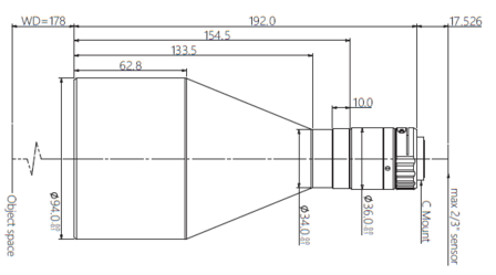 Mechanical Drawing LCM-TELECENTRIC-0.158X-WD178-1.5-NI