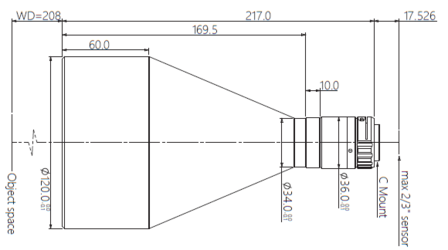 Mechanical Drawing LCM-TELECENTRIC-0.127X-WD208-1.5-NI