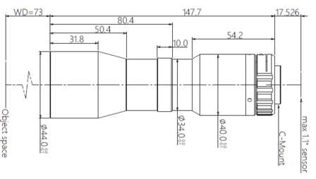 Mechanical Drawing LCM-TELECENTRIC-0.708X-WD73-1.1-NI