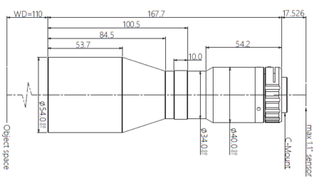Mechanical Drawing LCM-TELECENTRIC-0.511X-WD110-1.1-NI