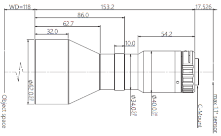 Mechanical Drawing LCM-TELECENTRIC-0.438X-WD118-1.1-NI
