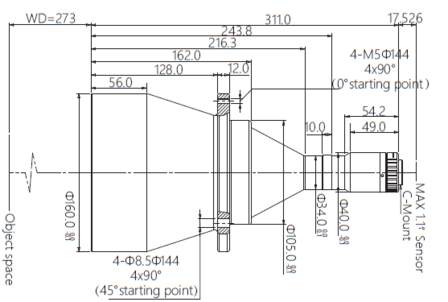 Mechanical Drawing LCM-TELECENTRIC-0.153X-WD273-1.1-NI