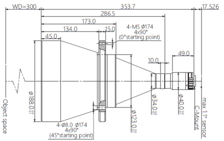 Mechanical Drawing LCM-TELECENTRIC-0.123X-WD300-1.1-NI