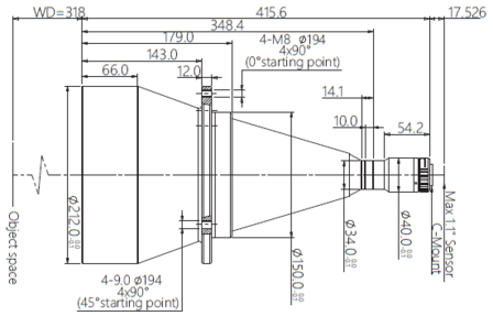 Mechanical Drawing LCM-TELECENTRIC-0.108X-WD318-1.1-NI