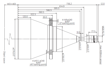 Mechanical Drawing LM58-TELECENTRIC-0.130X-WD465-39-NI