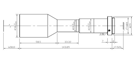 Mechanical Drawing Telecentric LENS C-mount,  Magnification 0.4X, WD110, max sensorsize 2/3&quot;, NI 