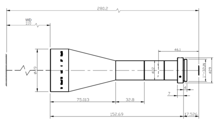 Mechanical Drawing LCM-TELECENTRIC-0.3X-WD110-1.5-NI