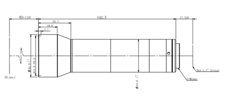 Mechanical Drawing LCM-TELECENTRIC-1X-WD110-1.1-NI