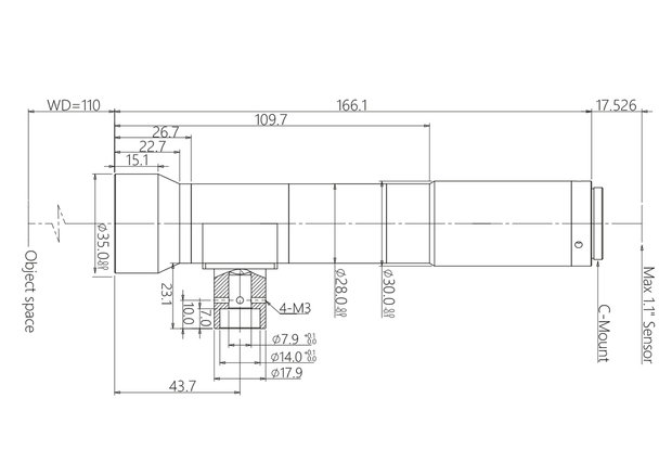 Mechanical Drawing LCM-TELECENTRIC-3X-WD110-1.1-CO