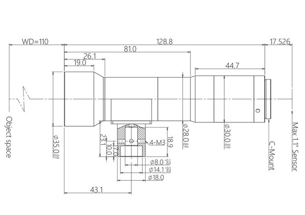 Mechanical Drawing LCM-TELECENTRIC-1.5X-WD110-1.1-CO
