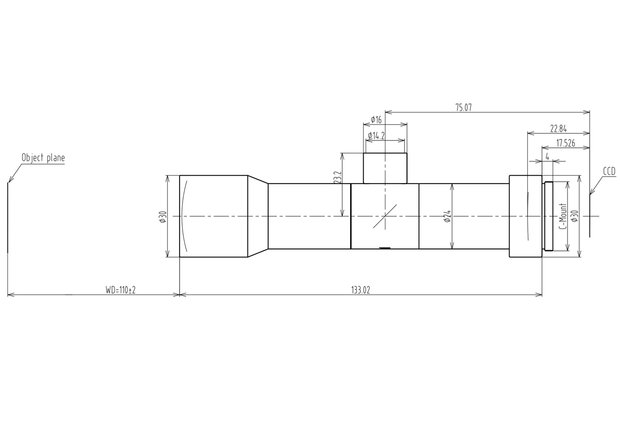 Mechanical Drawing LCM-TELECENTRIC-2X-WD110-1.5-CO