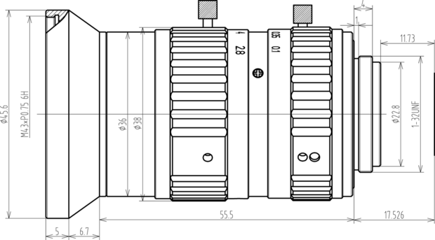 Mechanical Drawing LCM-25MP-16MM-F2.8-1.1-ND1