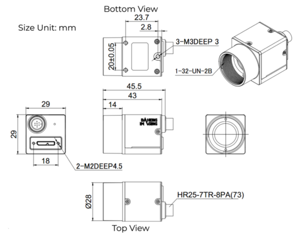 MER2-630-60U3C, IMX178, 3088x2064, 60fps, 1/1.8", Rolling shutter, CMOS, Color