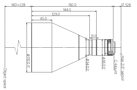 Mechanical Drawing LCM-TELECENTRIC-0.142X-WD228-1.5-NI
