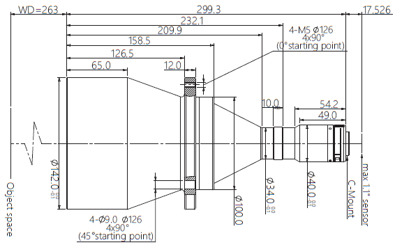 Mechanical Drawing LCM-TELECENTRIC-0.167X-WD263-1.1-NI