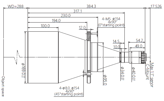 Mechanical Drawing LCM-TELECENTRIC-0.135X-WD288-1.1-NI
