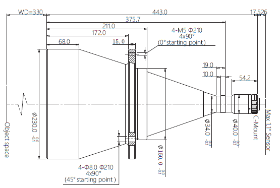 Mechanical Drawing LCM-TELECENTRIC-0.097X-WD330-1.1-NI