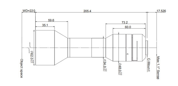Mechanical Drawing LCM-TELECENTRIC-0.5X-WD220-1.1-NI
