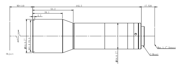 Mechanical Drawing LCM-TELECENTRIC-0.8X-WD110-1.1-NI