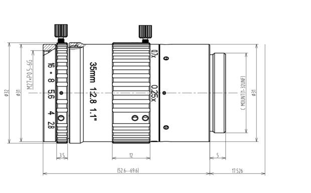 LCM-12MP-35MM-F2.8-1.1-MACRO Mechanical Drawing