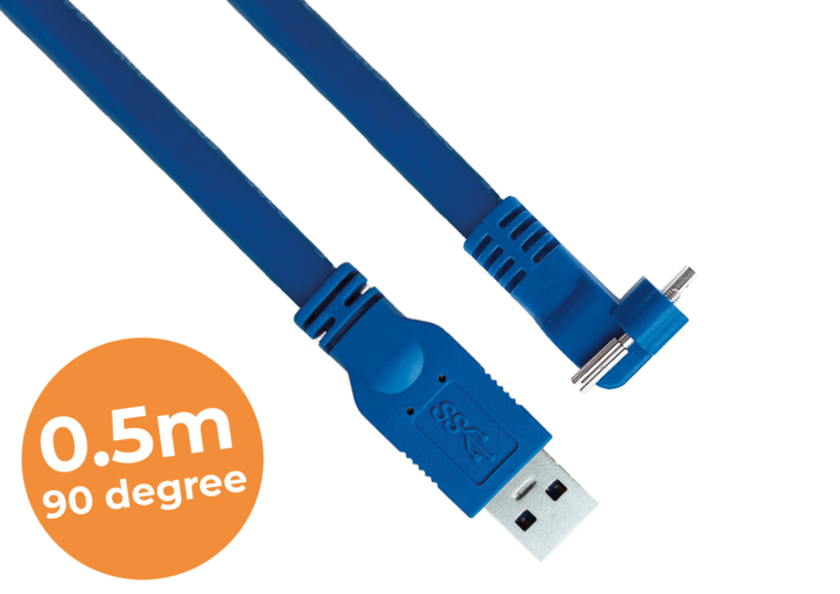 0.5-meter USB3.0 cable - 90degree, Screw lock, Industrial grade, 90degree